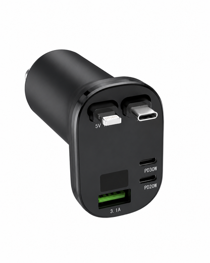 4-in-1 Retractable High-Speed Fast Car Charger