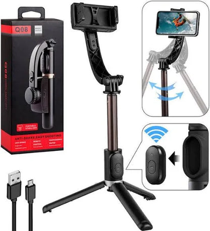 Q08 Handheld Single-Axis Gimbal Stabilizer & Tripod with Wireless Remote